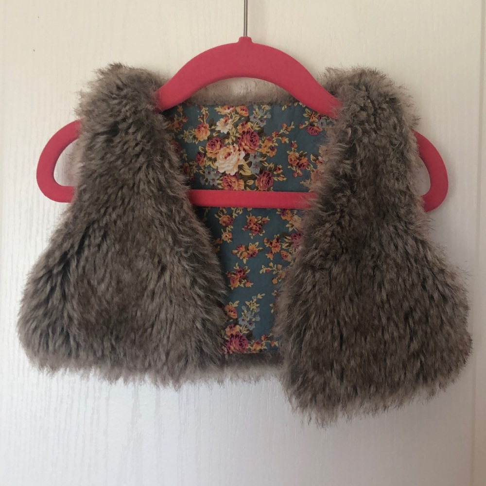 Tan Vest with Floral Print Inside